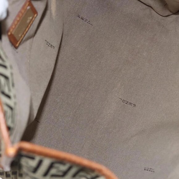 FENDI Zucchino Canvas Hand Bag Brown Gold Auth sw308 - Picture 13 of 16